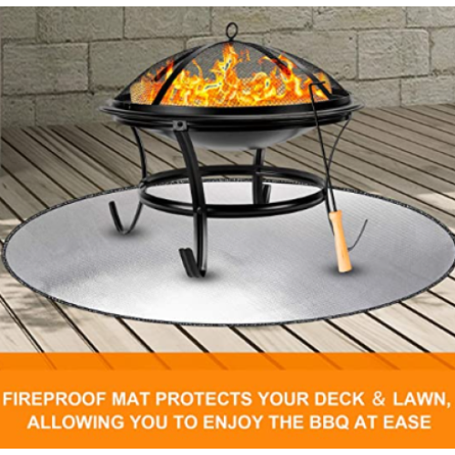 DocSafe 24" Diameter Round Fireproof Mat Fire Pit Mat,Fire Pit Pad for Patio, Deck, Grass, Lawn, Heat Shield, Fire Resistant Pad for Outdoor