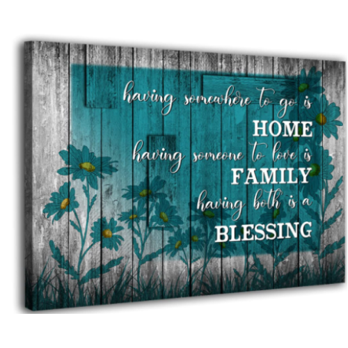 JDKWAY Teal Flower Inspirational Bathroom Wall Art for Bedroom Teal Daisy Motivational Quotes Wall Decor for Family Blessing Canvas Green and Grey Decor Ready to Hand 11x14 Inch