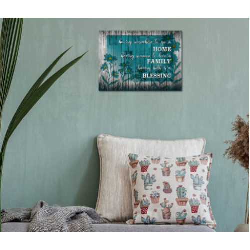 JDKWAY Teal Flower Inspirational Bathroom Wall Art for Bedroom Teal Daisy Motivational Quotes Wall Decor for Family Blessing Canvas Green and Grey Decor Ready to Hand 11x14 Inch