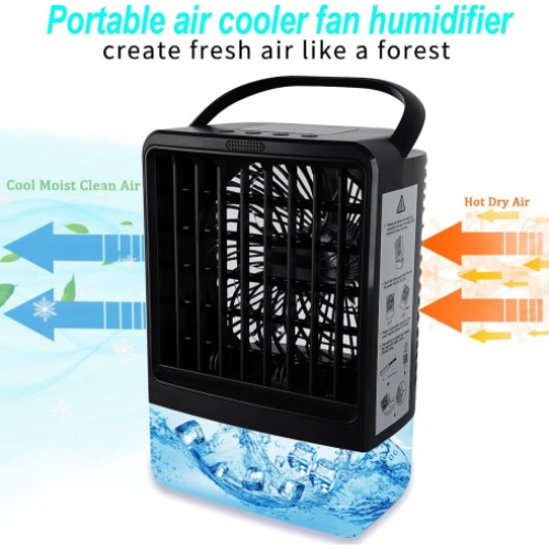 Portable Air Conditioner Fan, Personal Air Cooler, Built in 4000mAh Battery With Remote, Evaporative Mini Air Conditioner Humidifier Fan for Bedroom/Home/Office/Camping.