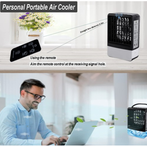 Portable Air Conditioner Fan, Personal Air Cooler, Built in 4000mAh Battery With Remote, Evaporative Mini Air Conditioner Humidifier Fan for Bedroom/Home/Office/Camping.