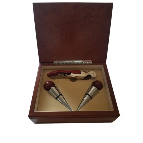 Bottle Stopper and Opener Kits in wood box