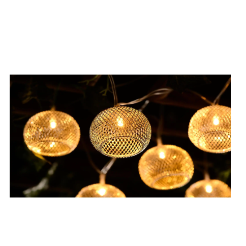 Indoor 12 ft. Battery Operated Metal Integrated LED String Lights (10-Light)