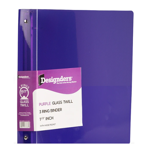 JAM Paper Heavy Duty 1 1/2" 3-Ring Flexible Poly Binders, Purple Glass Twill set of 4