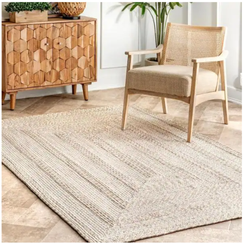 Rowan Braided Texture Ivory  Indoor/Outdoor Area Rug 4' x 6'