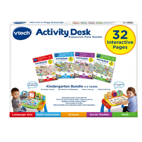 VTech Activity Desk 4-in-1 Kindergarten Expansion Pack Bundle for Age 3-5