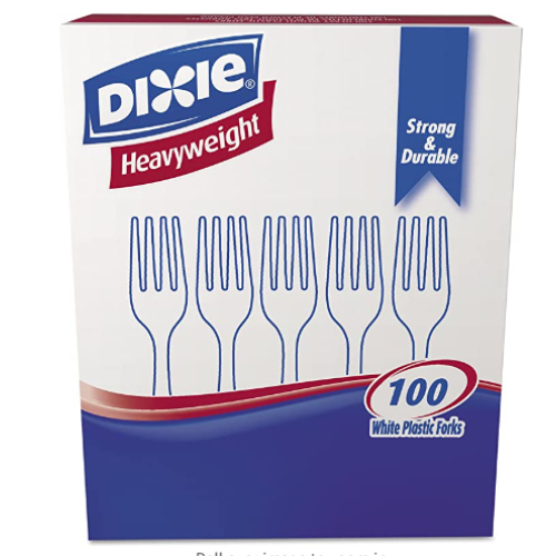 Dixie Plastic Cutlery, Medium- Weight Forks, White, 100/Box