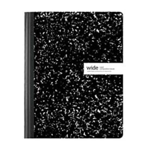 Office Depot Brand Composition Notebook, 9-3/4" x 7-1/2", Wide Ruled, 100 Sheets, Black