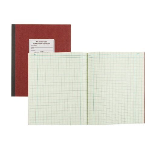 National Brand Computation Notebook, 4 X 4 Quad, Brown, Green Paper