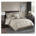 Madison Park Odette Cozy Comforter Set Jacquard Damask Medallion Design - Modern All Season, Down Alternative Bedding, Shams, Decorative Pillows, Cal King, Tan 8 Piece