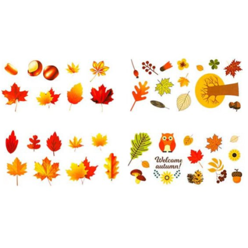 Fall Autumn Leaves Acorns Window Sticker 