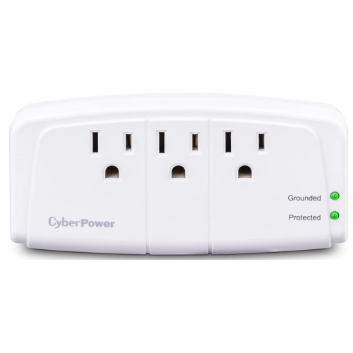 CyberPower CSB300W Essential Surge Protector, 900J/125V, 3 Outlets, Wall Tap