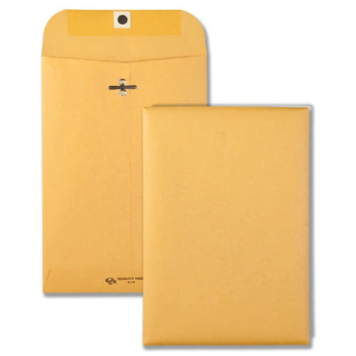 Quality Park 6 x 9 Clasp Envelopes, Clasp and Gummed Closures for Storing or Mailing, 28 lb Kraft Paper, 100 per Box 