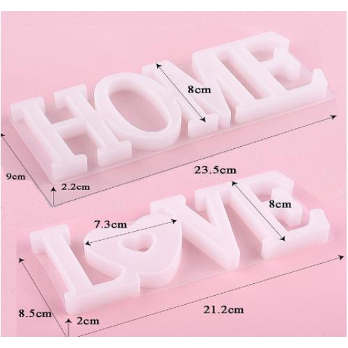 DROLE Home Love Word Sign Resin Molds Silicone Casting Molds Epoxy Casting Moulds for DIY Home Table Decor Wall Decoration 2Pcs