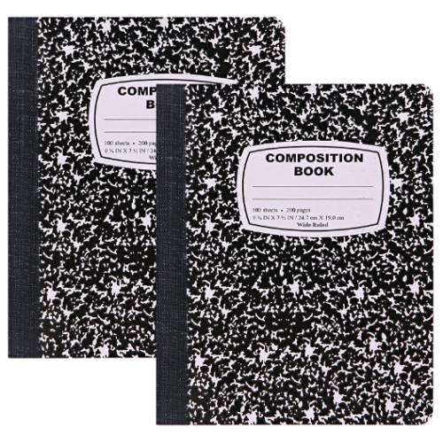 Marble Composition Notebook Wide Ruled Black and White Composition Books 100 Sheets (2 Pack)