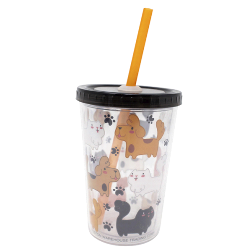 Boston Warehouse Kids Insulated Straw Tumbler Furry Friends, 10 oz set of 2