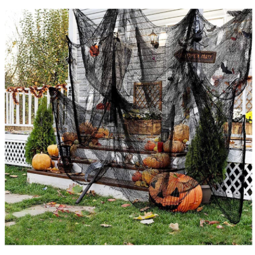 Qtisky Set of 5 Halloween Creepy Cloth Decoration, Black Scary Halloween Gauze Cloth(72 x 30 in), Spooky Cloth Tapestry for Halloween Party Supplies Decorations Outdoor Yard Home Wall Decor