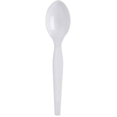 Heavy-Weight Polystyrene, 100 Plastic Teaspoon, White, DART 