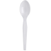 Heavy-Weight Polystyrene, 100 Plastic Teaspoon, White, DART 