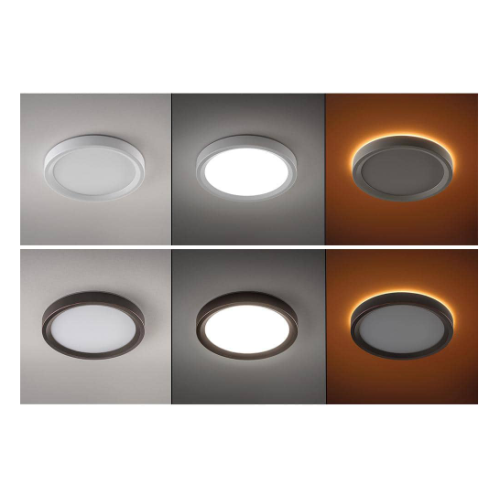 9 inch Color Selectable LED Flush Mount w/ Night Light Feature Optional White and Oil Rubbed Bronze Trim Rings