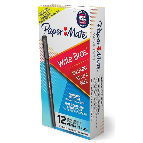 Paper Mate Write Bros Ballpoint Pens, Medium Point (1.0mm), Black, 12 Count each