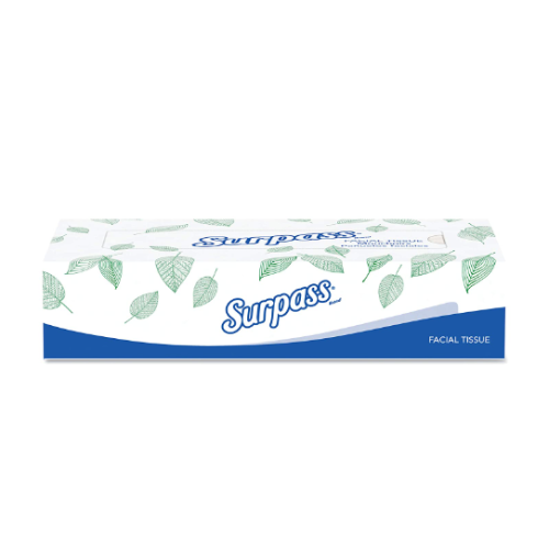 Surpass Facial Tissue Flat Box (21390), 2-Ply, White, Unscented 10 boxes