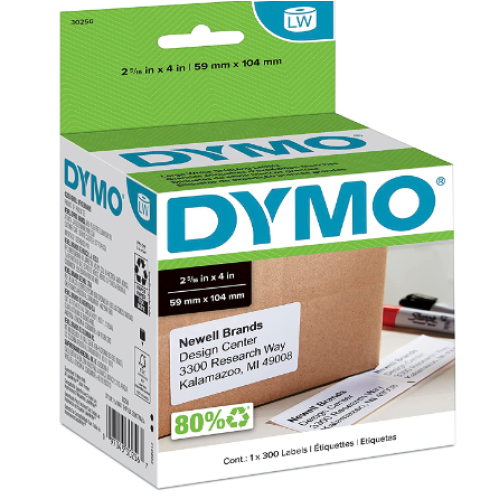 DYMO Authentic LW Large Shipping Labels | DYMO Labels for LabelWriter Label Printers, (2-5/16" x 4), Print Up to 6-Line Addresses, 1 Roll of 300