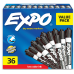 EXPO Low Odor Dry Erase Marker | Chisel Tip Markers | Whiteboard Markers, Black, 36 Count