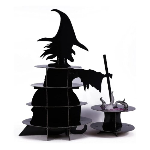 Halloween Cupcake Stand Party Supplies Decoration Large Cardboard Cupcake and Dessert Stand for 36 Cupcakes,Witch and Poison Cupcake Tower Stand