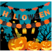 Halloween Party Decorations Set, 3 Pack, Orange Black Pumpkin Garland,"Halloween" letter Banner, Black Flying Bats