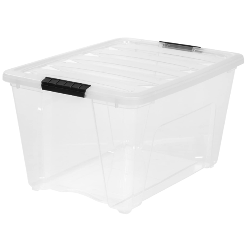 IRIS 53 Quart Stack & Pull Box, Clear, set of 2