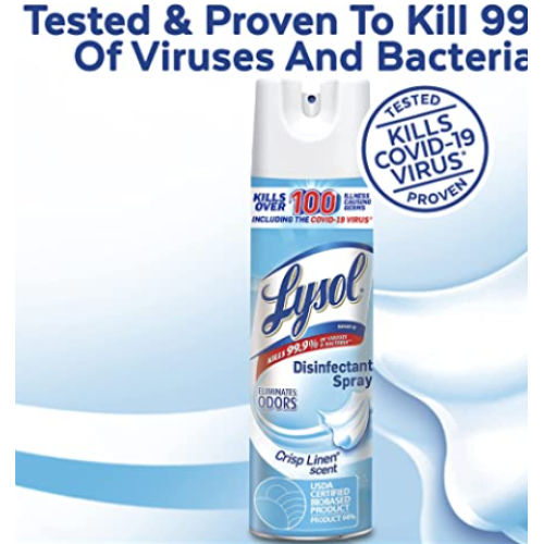 Lysol Disinfectant Spray, Sanitizing and Antibacterial Spray, For Disinfecting and Deodorizing, Crisp Linen