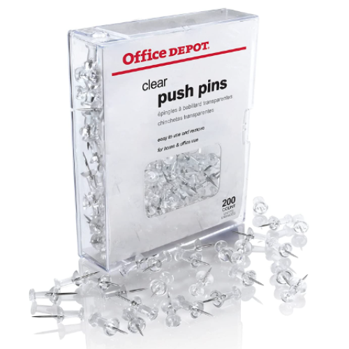 Office Depot Pushpins, Round, 1/2in., Clear, Pack Of 200