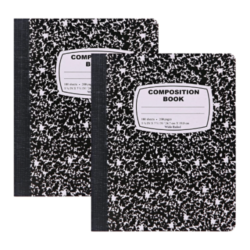 Marble Composition Notebook Wide Ruled Black and White Composition Books 100 Sheets (2 Pack)