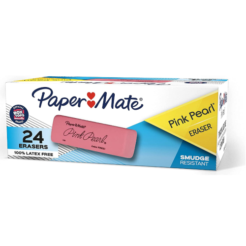 Paper Mate Pink Pearl Erasers, Medium, 24 Count