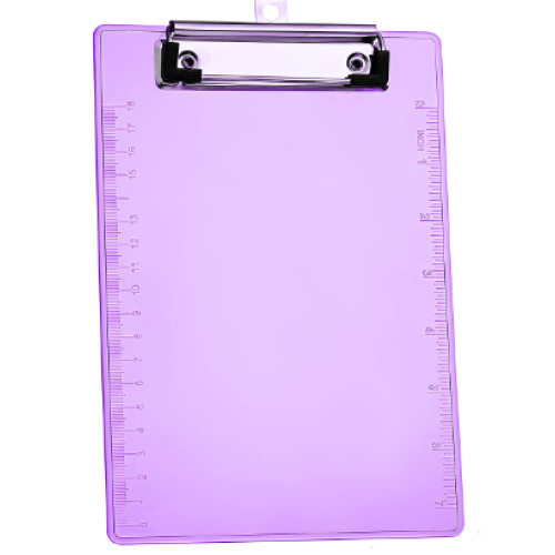 Plastic Clipboard Memo Size Purple, Mini Translucent Low Profile Clip Board, Hangable Small Clipboard