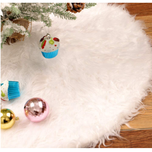 Christmas Tree Skirt,  Snow White Faux Fur Luxury Tree Skirts for Xmas Holiday Party Decorations18 in