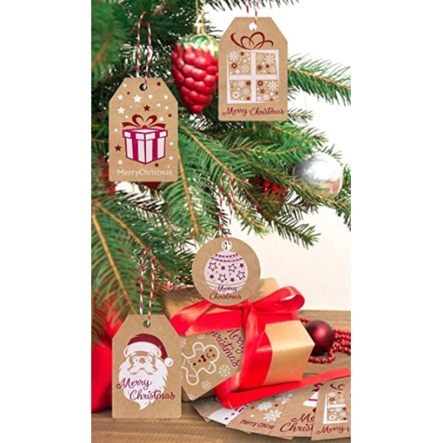 200 Pack Christmas Gift Tags, Brown Kraft Paper Christmas Tags with String