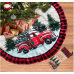 ORTIGIA 48 inch Christmas Tree Skirt and Christmas Stocking Burlap Christmas Red Truck Christmas Tree Decoration Red Buffalo Check Plaid Trim Farmhouse Winter Holiday Home Decoration Ornaments