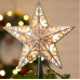 Christmas Star Tree Topper, Plug in Sliver Glittered 3D Star Tree Topper, Metal Hollow Designed Built in 10 Bulbs String Lights for Christmas Tree Decoration