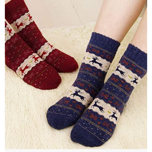 Women's Novelty Cute Funny Cotton Funny Warm Winter Holiday Christmas Socks Gift Set for Women Teen Girls 5 pairs