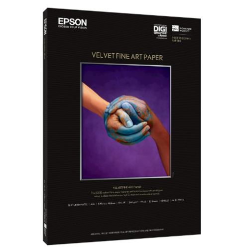 Epson S041637 Velvet Fine Art Paper, 13 x 19, White (Pack of 20 Sheets)