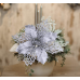 Christmas Poinsettia Faux Flowers Glitter Artificial Flower Silver 6 pcs