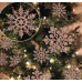 30 pcs Christmas Rose Gold Snowflake Ornaments Plastic Glitter Snow Flakes Ornaments for Winter Christmas Tree set of 2