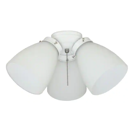 3-Light White Ceiling Fan Shades LED Light Kit