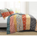 Lush Decor Bohemian Stripe Reversible Cotton 3 Piece Duvet Cover Set, Full/Queen, Turquoise & Orange