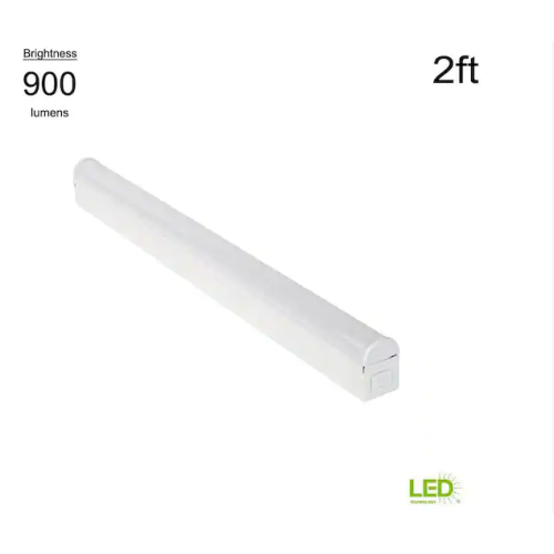 Plug In or Direct Wire Power Connection 2 ft. White 4000K Integrated LED Strip Light (with power cord and linking cord)