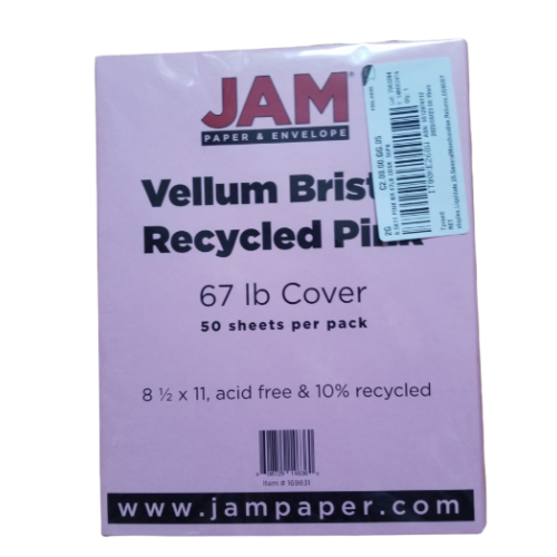 JAM Paper Vellum Bristol 67 lb. Cardstock Paper, 11" x 17", Pink, 50 Sheets/Pack