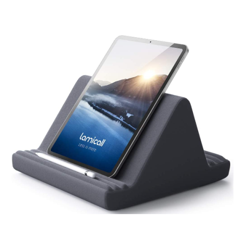 Tablet Pillow Stand, Pillow Soft Pad for Lap - Lamicall Tablet Holder Dock for Bed with 6 Viewing Angles, Compatible with iPad Pro 9.7, 10.5,12.9 Air Mini 4 3, Kindle, Galaxy Tab, E-Reader - Dark Gray