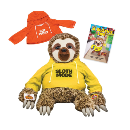 Official SNAX The Sloth 2023 Version, Talking Plush Sloth Toy for Kids, Cuddly Sloth Stuffed Animal That Talks Back Slowly for Boys and Girls, Moving Eyes & Mouth, with Book + Red Shirt